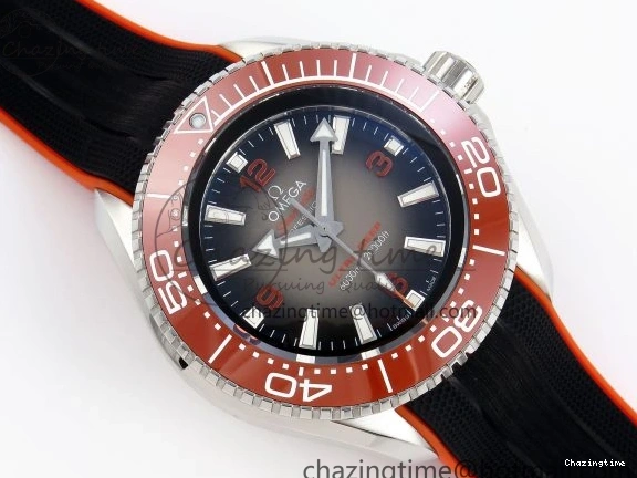 0313 Premium SEAMASTER PLANET OCEAN 6000M ULTRA DEEP 45.5MM SS TF 1:1 BEST EDITION GRAY DIAL ORANGE BEZEL ON RUBBER STRAP A 7761